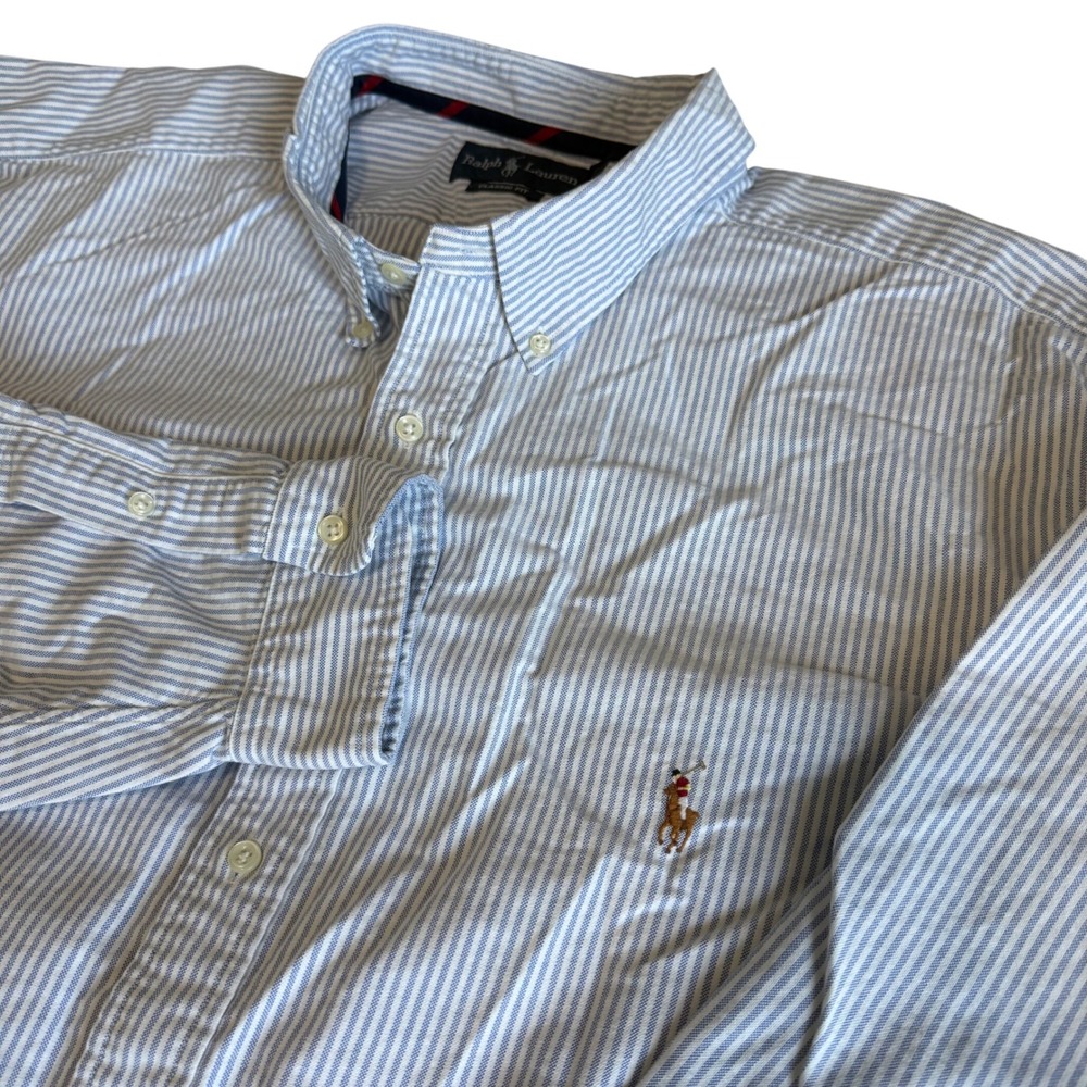 Ralph Lauren Mens 3XB Classic Fit Striped Button Down Shirt Blue White Cotton